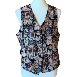 White Stag tapestry vest with snowmen Size Medium